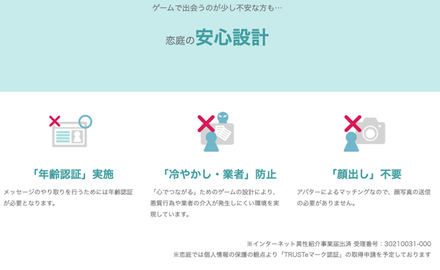 恋庭メッセージをするには年齢認証・年齢確認が必要