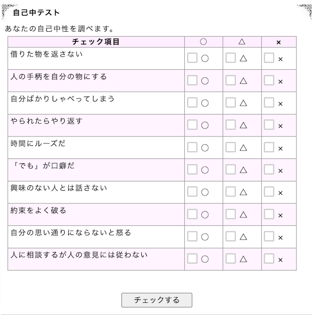 電話占い辛口心理テスト|自己中テスト